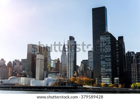 NewYork City panorama with Manhattan Skyline on sunny day