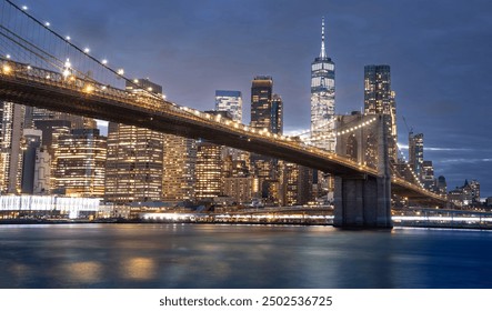 NewYork city skyline at Night, New York, United States of America - Powered by Shutterstock