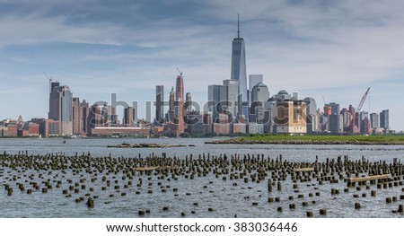 Newyork Manhattan skyline as seen from Hoboken, NewJersey