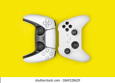 Next Gen Games Controllers On Yellow Background.