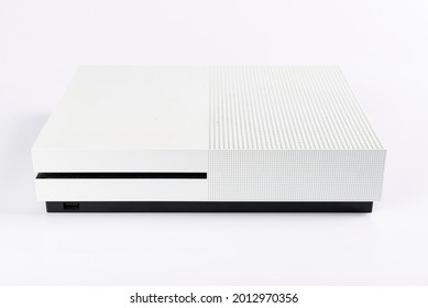 Next Gen White Video Game Console Isolated On White Background