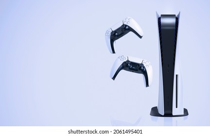 Next Generation game console and controllers - Shutterstock ID 2061495401