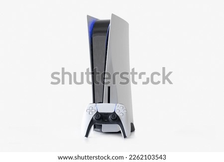 Next generation game console isolated on white background