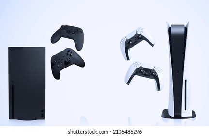 Next generation game consoles and controllers.