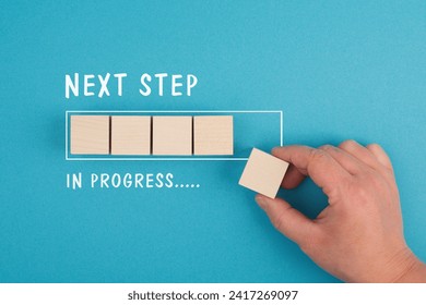 Next step in progress, having new goal and strategy, making plan for future, vision a target, business concept 