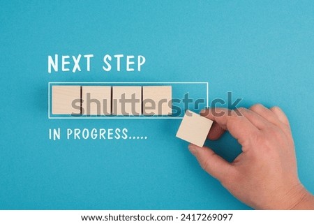 Next step in progress, having new goal and strategy, making plan for future, vision a target, business concept 