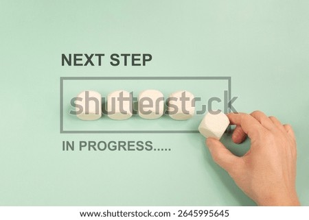 Next step in progress, having new goal and strategy, making plan for future, vision a target, business concept 