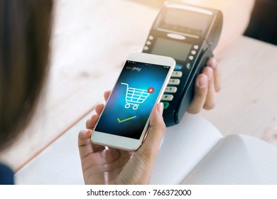 NFC Technology  Show Shopping Transfer Payment Through Smartphone App Mobile Payment