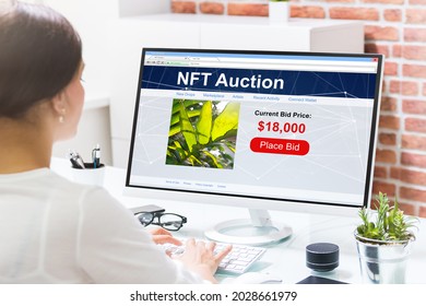 NFT Art Auction. Virtual Digital Art Technology