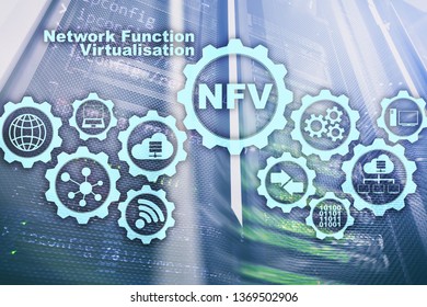 NFV Network Function Virtualization. Architecture Technologies Virtual Machines Concept.