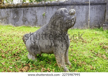 Nghe Animal Statue At A Mausoleum Of Emperor In Hue, Vietnam. Nghe Animal Is A Spiritual Animal And A Mascot In Vietnamese Culture. Imagine de stoc © 
