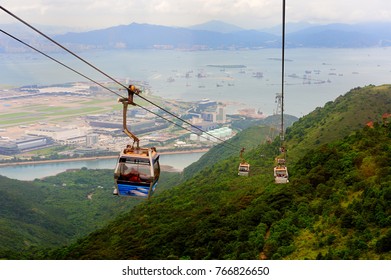 Ngong Ping Cable Car On Lantau Island, Hong Kong.