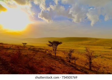 Ngorongoro Crater, sunrise, Conservation Area, Panoramic Landscape,Tanzania 