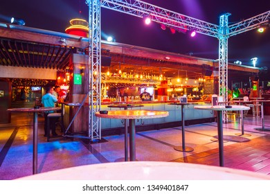 NHA TRANG, VIETNAM - MARCH 14, 2018: Skylight Nha Trang Rooftop Bar In Premier Havana Hotel In Nha Trang City, South Vietnam