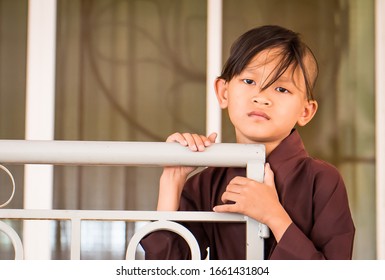 Nha Trang, Vietnam. March 16, 2019. Vietnamese Novice Boy Buddhist Monk From Loc Tho Pagoda.