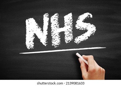 NHS National Health Service - Comprehensive Public-health Service Under Government Administration, Acronym Text On Blackboard