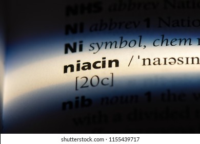 niacin word in a dictionary. niacin concept.