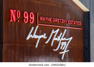 Niagara Falls, Canada, July 29 2022; The Iconic Hockey Jersey Number 99 On The Wall Of The Wayne Gretzky Winery