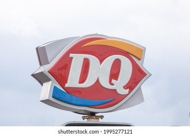 Niagara Falls, Canada, June 21, 2021; A Dairy Queen DQ Logo Sign On An Ice Cream Parlor Drive In Store