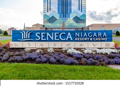 Niagara Falls, New York, USA - September 2, 2019: Sign Of Seneca Niagara Casino & Hotel In Niagara Falls, New York, USA Owned By The Seneca Nation Of Indians.