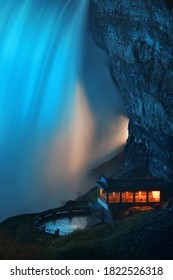 Niagara Falls at night as the famous natural landscape in Canada