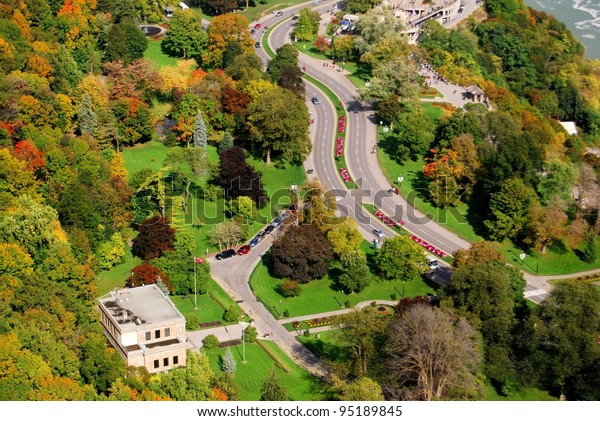 Niagara\
Falls Park ,and Street Aerial View in\
Canada