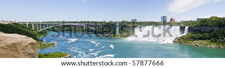 Niagara Falls and Rainbow Bridge Panorama