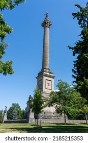 Niagara-on-the-Lake, Ontario, Canada - July 22, 2022: Memorial Major-General Sir Isaac Brock is shown at Queenston Heights Park in Niagara-on-the-Lake, Ontario, Canada. 