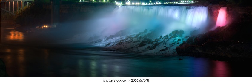 Niagra Falls US Side Viewed From Ontario At Night