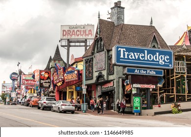 NIAGRA, ONTARIO Canada 06.09.2017 Streets Of Niagra Falls City Entertainment Zone