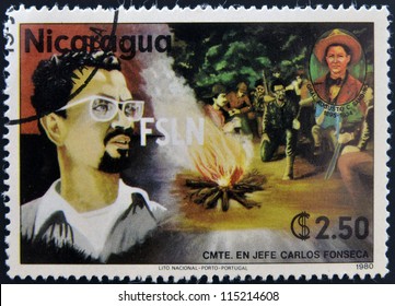 NICARAGUA - CIRCA 1980: A Stamp Printed In Nicaragua Shows Carlos Fonseca, Founder Of The Sandinista National Liberation Front, Circa 1980