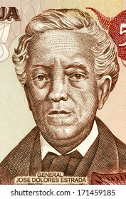 NICARAGUA - CIRCA 1985: Jose Dolores Estrada Vado (1792-1869) on 50 Cordobas 1985 Banknote from Nicaragua. Nicaraguan national hero.
