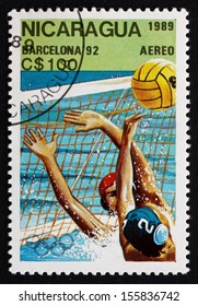 NICARAGUA - CIRCA 1989: A Stamp Printed In Nicaragua Shows Water Polo, 1992 Summer Olympics, Barcelona, Spain, Circa 1989