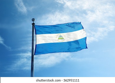 Nicaragua flag on the mast