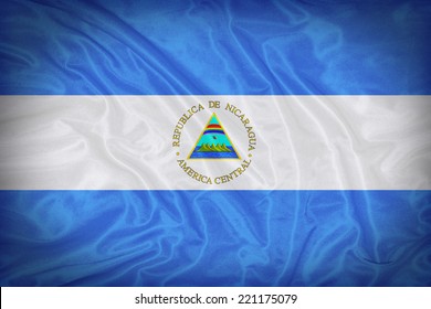 Nicaragua flag pattern on the fabric texture ,vintage style