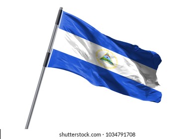 Nicaragua Flag waving against white background stock image