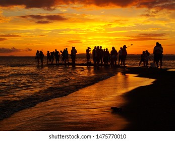 Nicaragua, Isla De Ometepe, People Taking Pictures On Sandbank