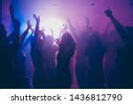 Nice attractive stylish cheerful cheery positive carefree guys ladies having fun hanging out best summer year student festive in new cool bar modern place indoors