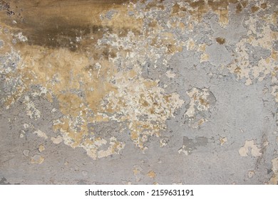 Nice backdrop for rustic photos, old painted gray peeling cracked damp spotted wall surface