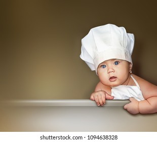 Nice background for kids menu with little baby chef 