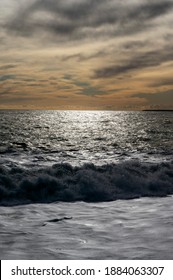 Nice Beach In France With Big Waves In Winter