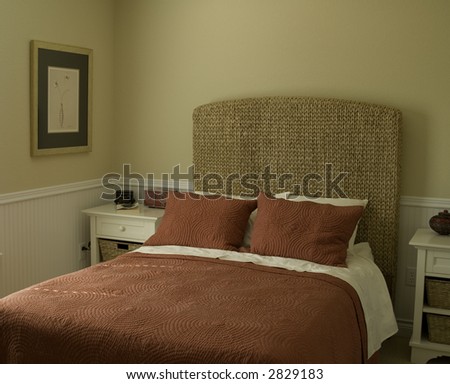 Nice bedroom with red bedding