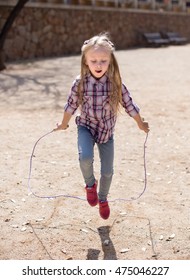 Nice Blond Girl Jumping Rope