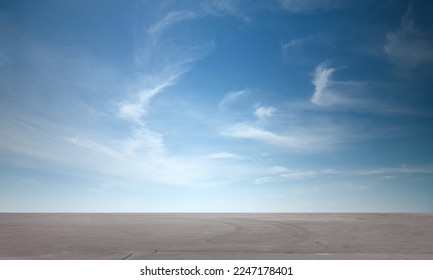 Nice Blue Sky and Floor Background and Beautiful Clouds Empty Landscape