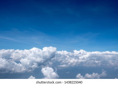 Nice cloudy blue sky background took from the airplane.Feel fresh air in summer or spring season with copy space.