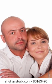 nice couple posing on a white background
