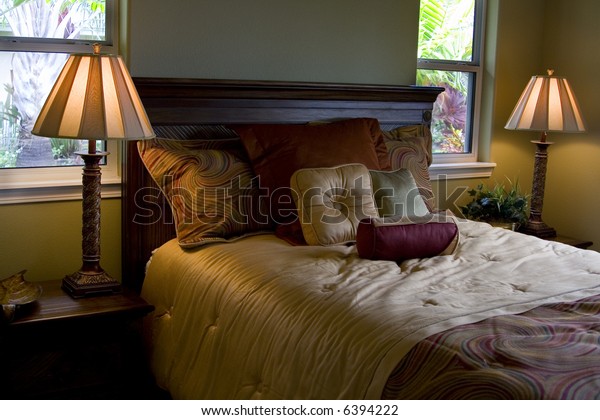 Nice Cozy Master Bedroom Objects Interiors Stock Image