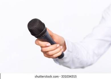 Nice Device Close Microphone Hands Professional Stock Photo 331034315 ...