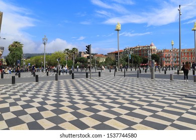 NICE, FRANCE - 05/22/2019:  Place Masséna, A Historic Square In Nice. It Was Named For André Masséna And Today Is The Main Square Of The City.