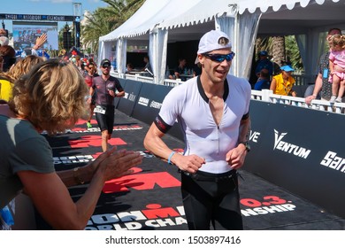 Nice, Nice / France - 09 08 2019: Ironman 70.3 Triathlon World Championship Big Crowd Cheering For The Marathon Participants In Nice, France